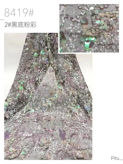 Colorful Sequin Fabric: Evening Dress & Runway Attire (51"W)