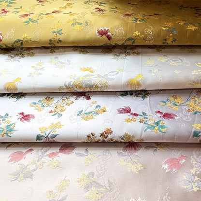 Osmanthus Goldfish Brocade Fabric ��� Oriental Jacquard Floral Fish Pattern Textile for Sewing &