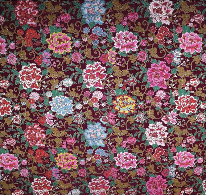 Peony Brocade Fabric: Chinese Jacquard for Cheongsam & Kimono (29"W)