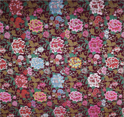 Peony Brocade Fabric: Chinese Jacquard for Cheongsam & Kimono (29"W)