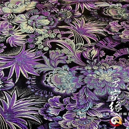Tissu brocart de soie à motif floral : Damas de mûrier, ameublement et costumes (29,5 po L)