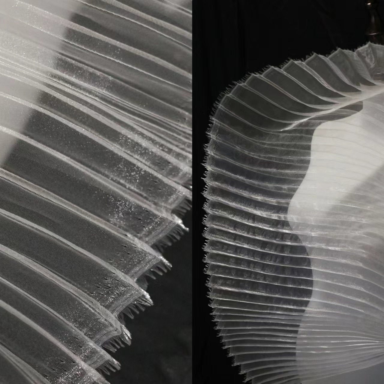 Pleated Stiff Organza Fabric: 59" Wide Designer Material