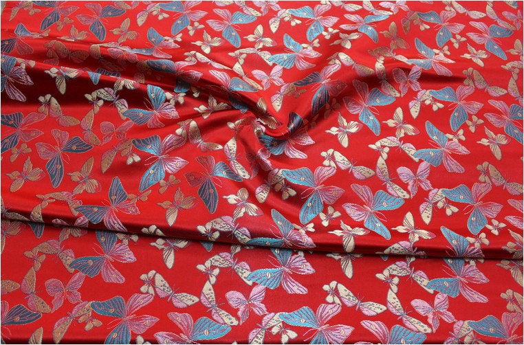 Butterfly Brocade Fabric: Silk Rayon Jacquard, Home Decor Cloth