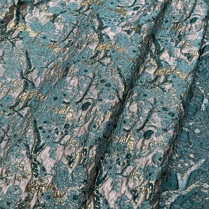 Malachite Green Jacquard Fabric: 100% Polyester Upholstery, Costume, Decor - 57"W