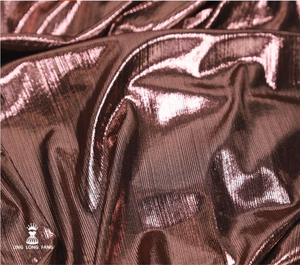 Metallic Foil Striped Knit Fabric: 4-Way Stretch, 56" Wide