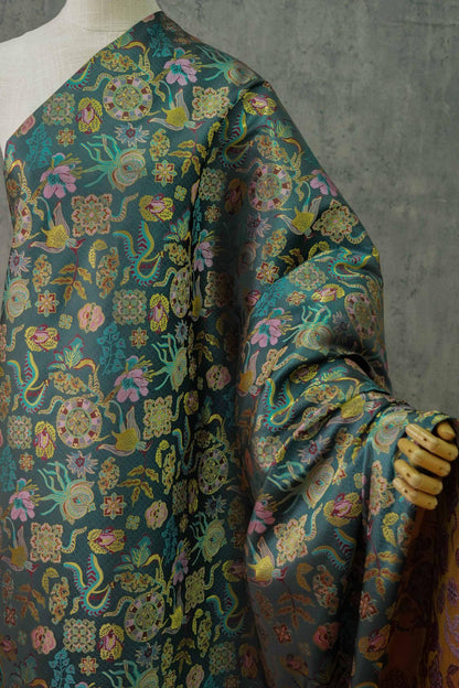 Jacquard Brocade Fabric: Chinese Ancient Pattern Polyester Blend (62")