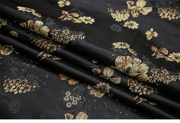 Peony Brocade Jacquard Fabric: Retro Style Rayon Dress Material
