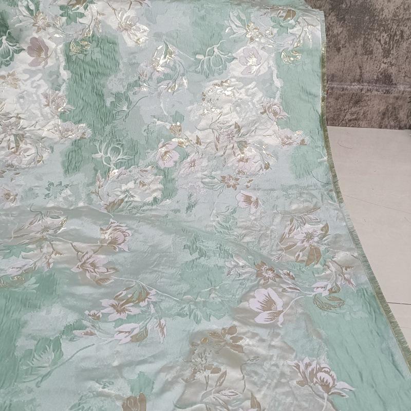 Gold Thread Floral Jacquard Fabric | Shimmer Brocade, 65" Wide