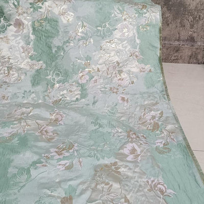 Gold Thread Floral Jacquard Fabric | Shimmer Brocade, 65" Wide