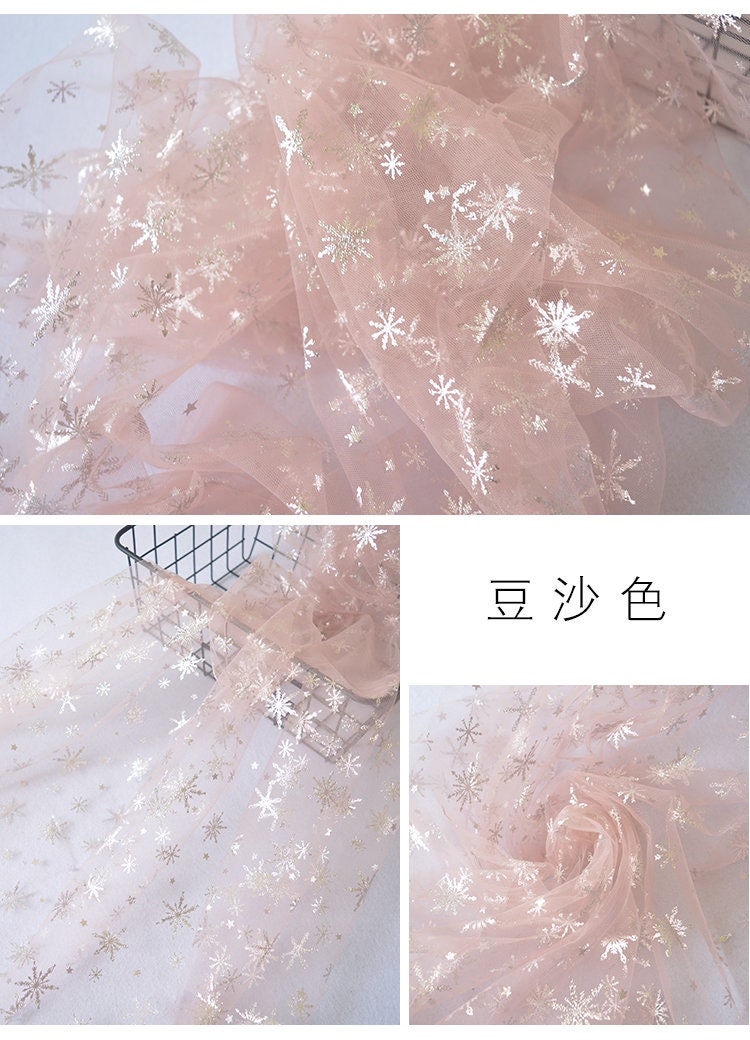 Tissu organza transparent à étoiles : Tissu pour robe La Reine des Neiges, 152 cm de large