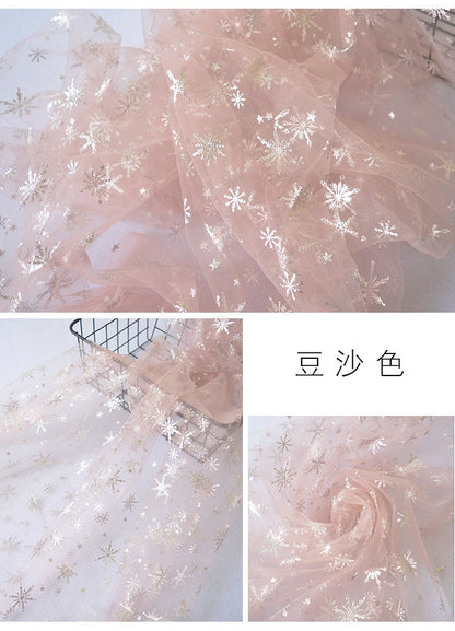 Tissu organza transparent à étoiles : Tissu pour robe La Reine des Neiges, 152 cm de large