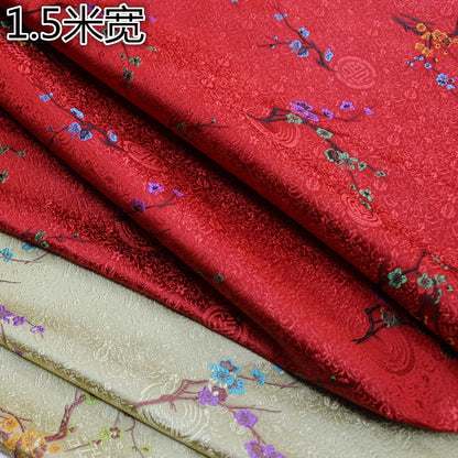 Tissu brocart à fleurs de prunier : rayonne 59''L Cheongsam Qipao