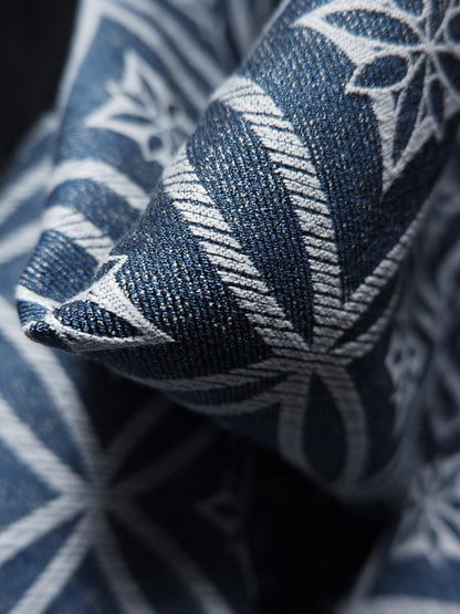 Jacquard Denim Fabric: Linear Geometric Pattern, 57" Wide
