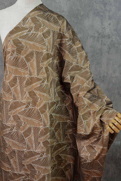 Retro Leaf Embossed Jacquard Upholstery Fabric ��� 3D Textured Material by the Ya"Wide