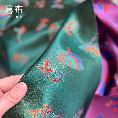 Butterfly Brocade Fabric ��� Gold Thread Floral Sat" Wide
