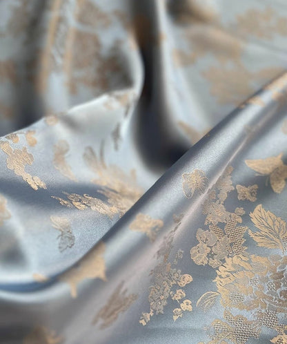 Aqua Blue Butterfly Nishijin Fabric: Japanese Silk Brocade, 55"W