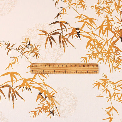 Tissu satin de soie Tea : imprimé bambou, 150 cm de large