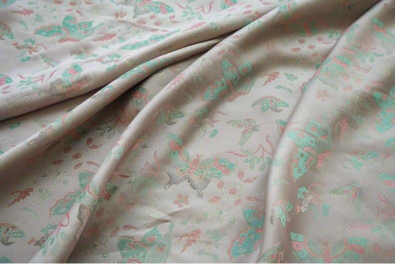 Butterfly Brocade Satin Fabric: 60" Wide Chinese Style Sewing Material