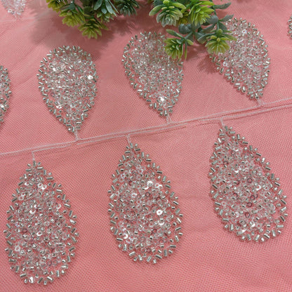 Appliques en dentelle à fleurs pailletées : accessoires de coiffure et de robe de mariée à faire soi-même (2 paires)