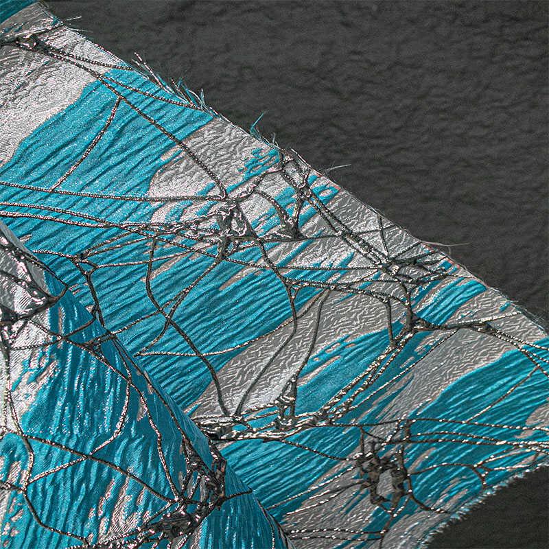 Gold Vein Jacquard Fabric: 3D Gilt Design, 55" Wide
