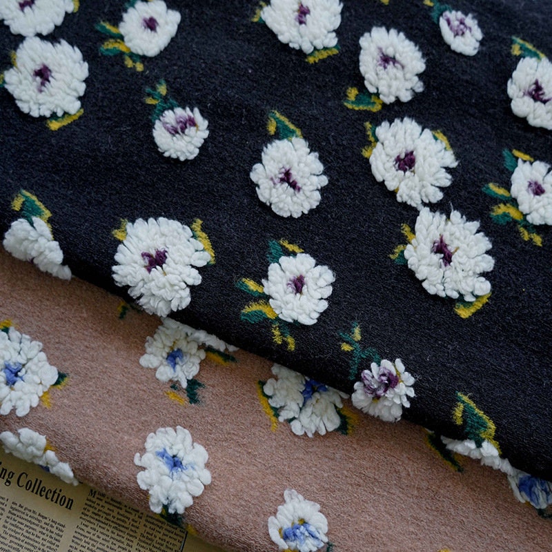 Retro French Daisy Plush Fabric: Cosplay Costume Material (63" W)