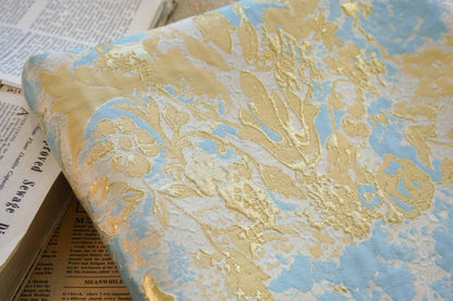 Gold Thread Floral Jacquard Fabric: Retro Upholstery & Costume Design