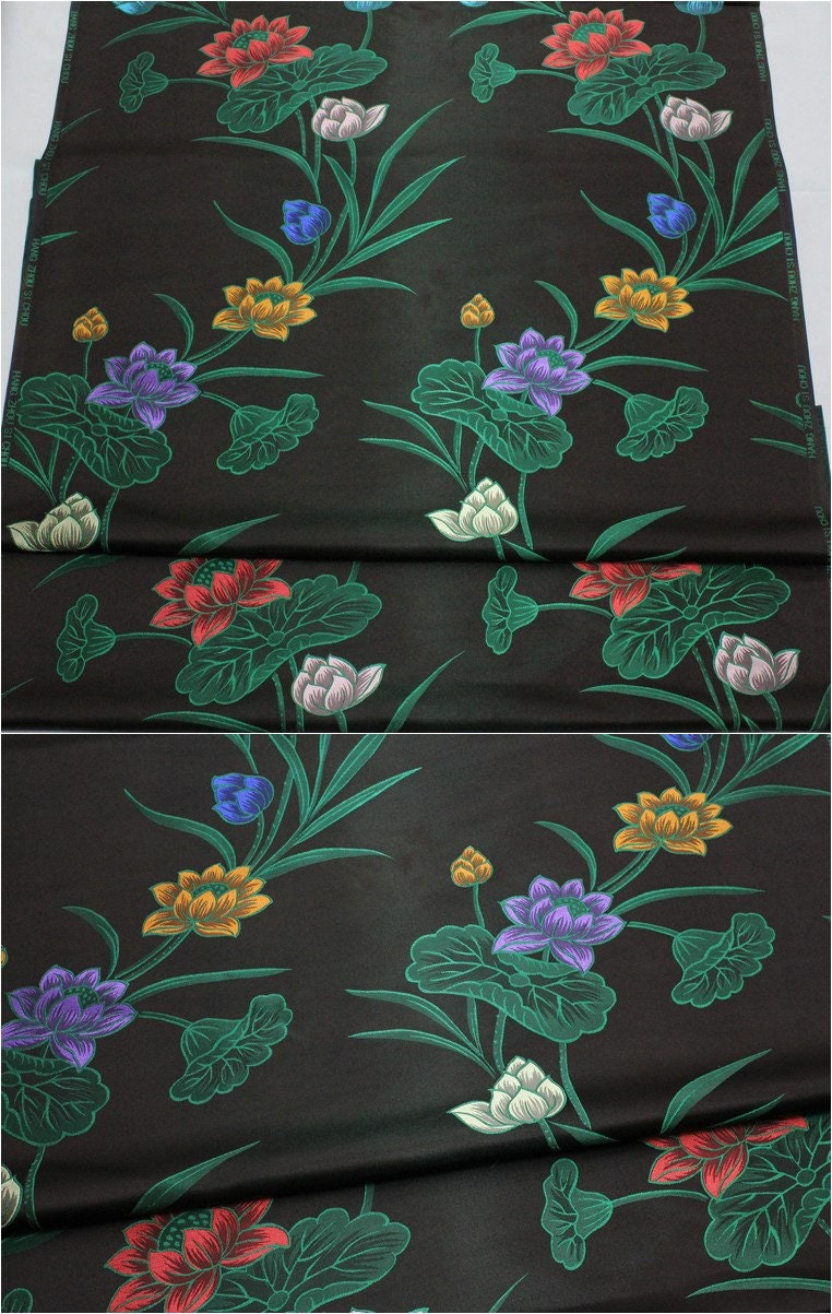 Lotus Brocade Fabric: Teal & Purple Iridescent Chinese Silk (1 Meter)