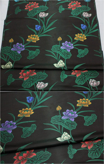Lotus Brocade Fabric: Teal & Purple Iridescent Chinese Silk (1 Meter)