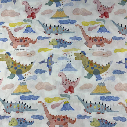Tissu en coton à motifs de dinosaures : style années 1940, idéal pour la couture et le patchwork.