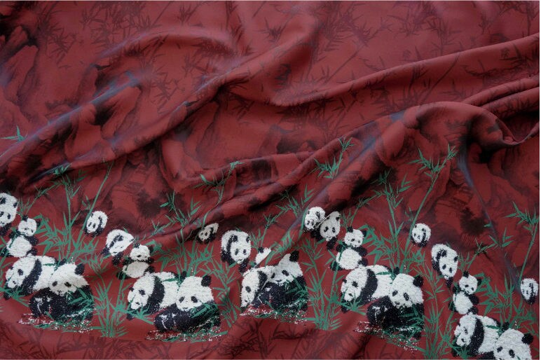 Red Panda Jacquard Fabric: Embossed Upholstery, Costume, Decor - 65"W