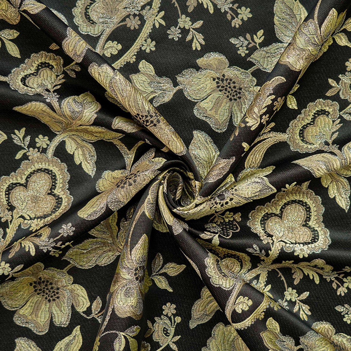 Gold Thread Jacquard Fabric: Vintage Palace Floral, 60"W - By The Meter