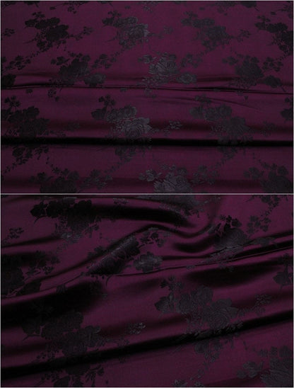Tissu brocart jacquard à motifs floraux : mélange de soie et de rayonne de style chinois