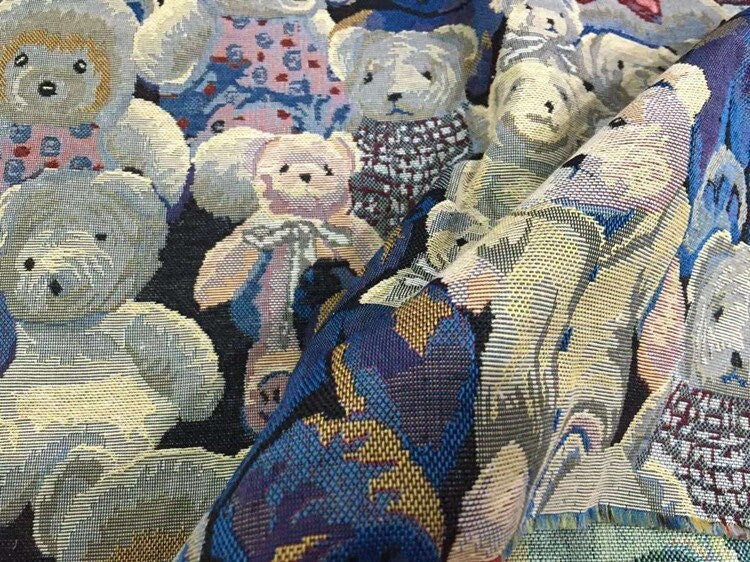 Blue Bear Jacquard Fabric: Polyester Upholstery, Costume & Sewing Fabric (59"W)
