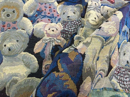 Blue Bear Jacquard Fabric: Polyester Upholstery, Costume & Sewing Fabric (59"W)