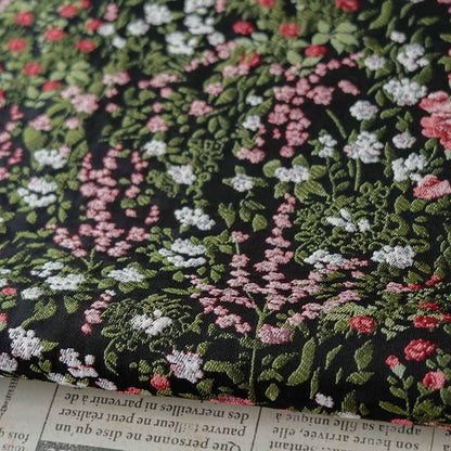 Reversible Floral Jacquard Fabric: Pink Flower Pattern, 55" Wide