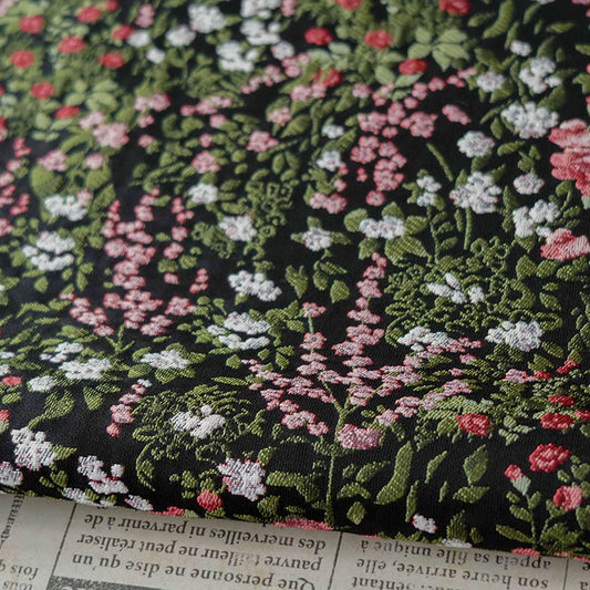Reversible Floral Jacquard Fabric: Pink Flower Pattern, 55" Wide