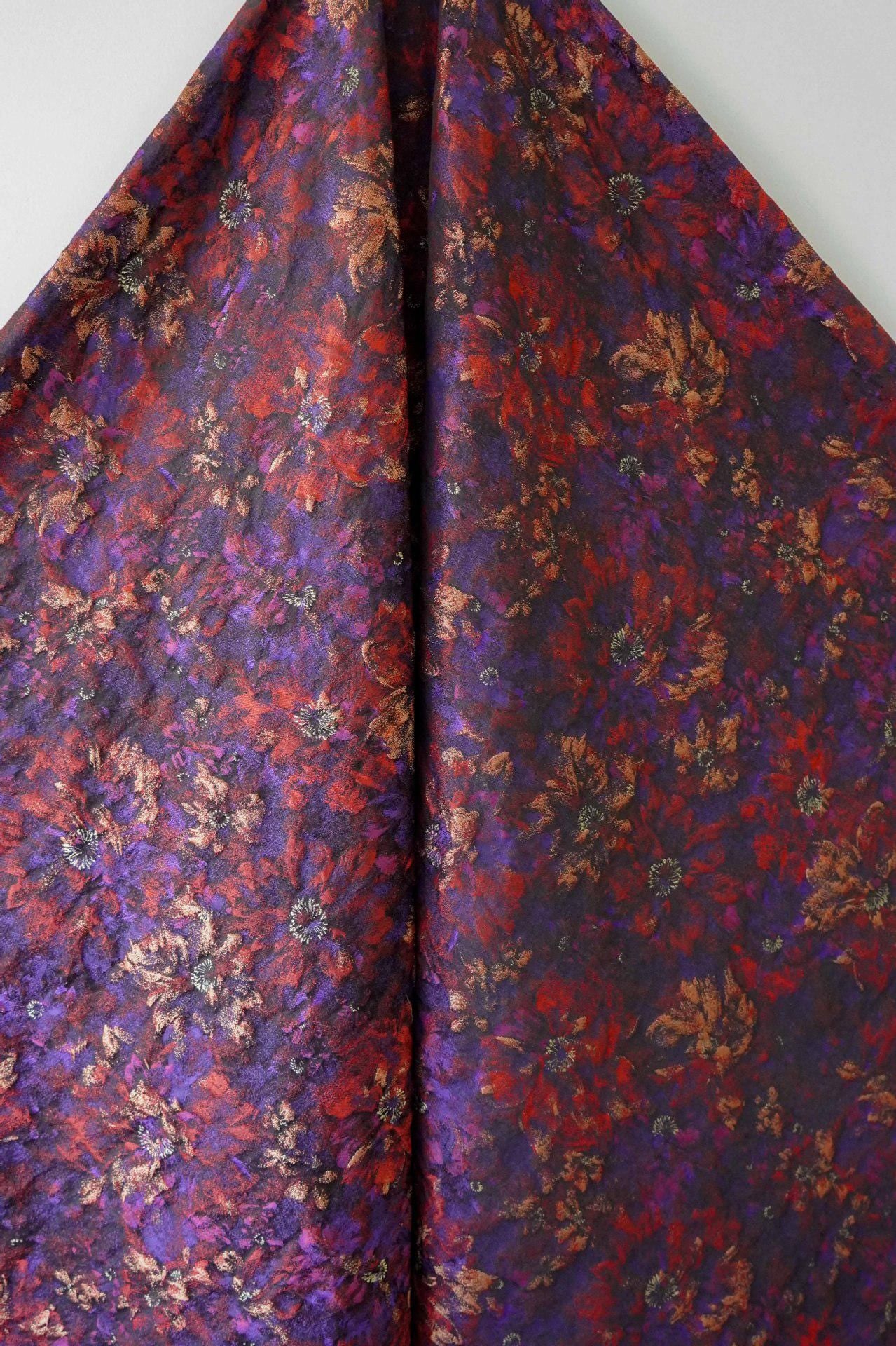 Retro Abstract Floral Jacquard Upholstery Fabric - 64" Wide
