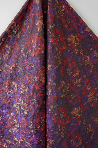 Retro Abstract Floral Jacquard Upholstery Fabric - 64" Wide