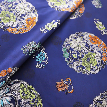 Floral Jacquard Brocade Fabric: Chinese Mongolian Style, 29.5" Wide