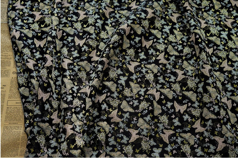 Butterfly Jacquard Fabric: 59"W Polyester Upholstery, Costume, Decor