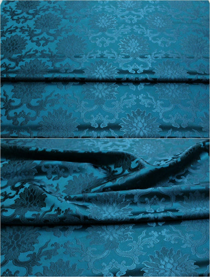Tissu brocart de soie à motif de fleur de lotus : tapisserie pour coussin Cheongsam (29,5 po L)