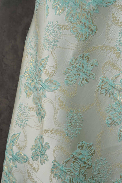 Metallic Brocade Fabric: 58"W Damask Jacquard with Gold Thread
