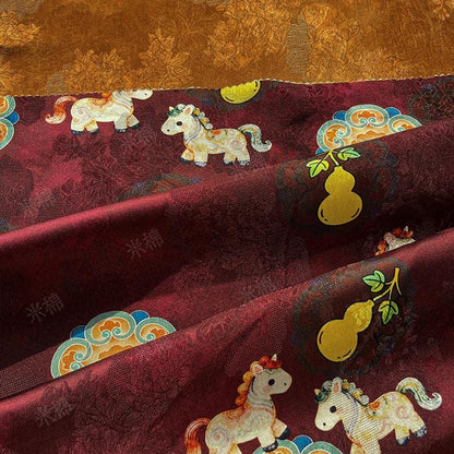Horse Jacquard Rayon Fabric ��� Fortune & Prosperity Xiangyun Pri"W
