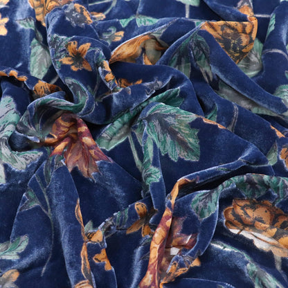 Burnout Floral Velvet Fabric: Viscose Rayon Blend, 55" Wide