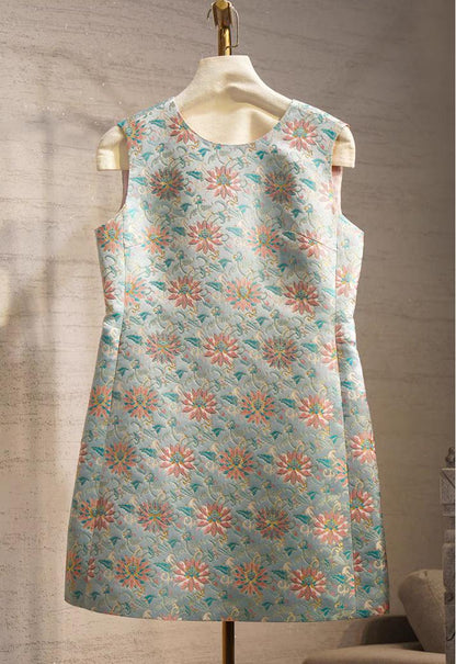 Dunhuang Lotus Brocade Fabric: 59"W Tibetan Costume & Decor
