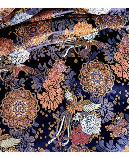 Phoenix & Lotus Jacquard Brocade Fabric: Japanese Silk Blend, 29.5"W