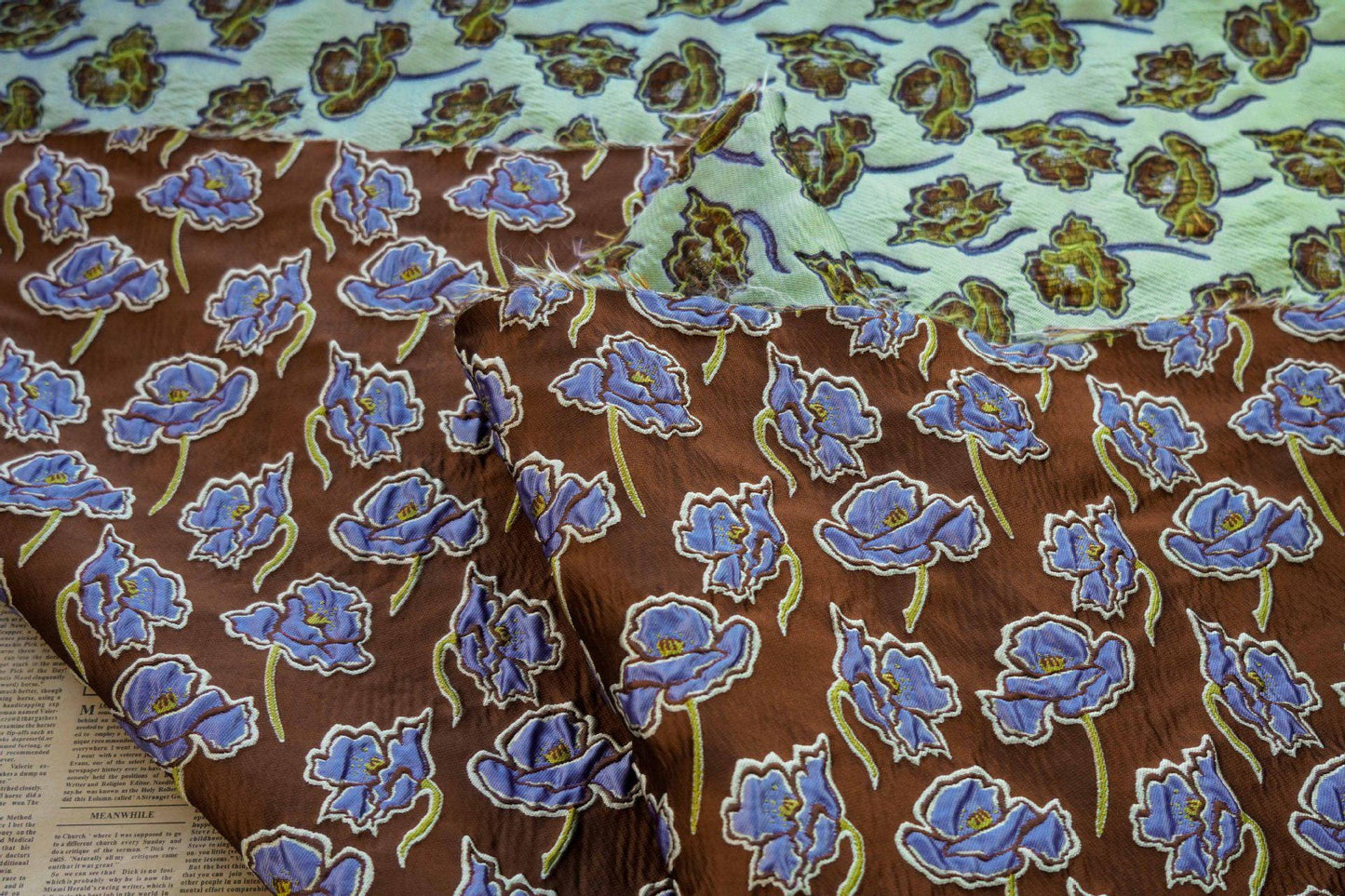 Floral Jacquard Woven Fabric: 3D Embossed Upholstery, Costume, Sewing DIY (55"W)