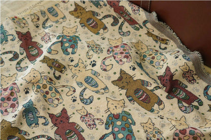 Cat Zoo Jacquard Fabric: Autumn Winter Upholstery, Sewing Material (59"W By 1 Meter)