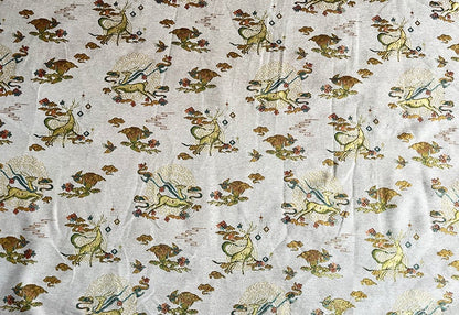 Tissu jacquard chenille à motif cerf : Brocart élégant pour ameublement, costumes et décoration