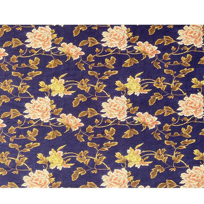 Tissu Tencel Ramie : imprimé pivoine métallisée, 150 cm de large, vendu au mètre